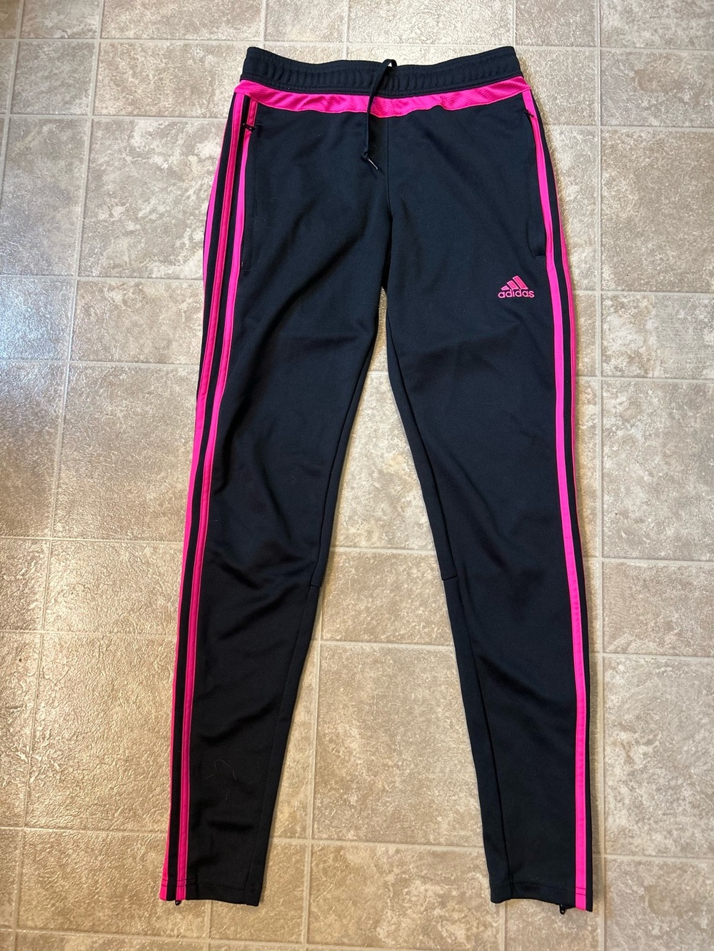 Adidas women’s Black Jogger Pants with hot Pink Trim